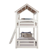 Inara - Twin Over Twin Bunk Bed - White & Rustic Oak - R&R Furniture Gallery (Fountain Valley, CA)