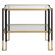 Uttermost Kentmore glass console table with sleek metal frame, modern design, and clear glass top for stylish home decor.
