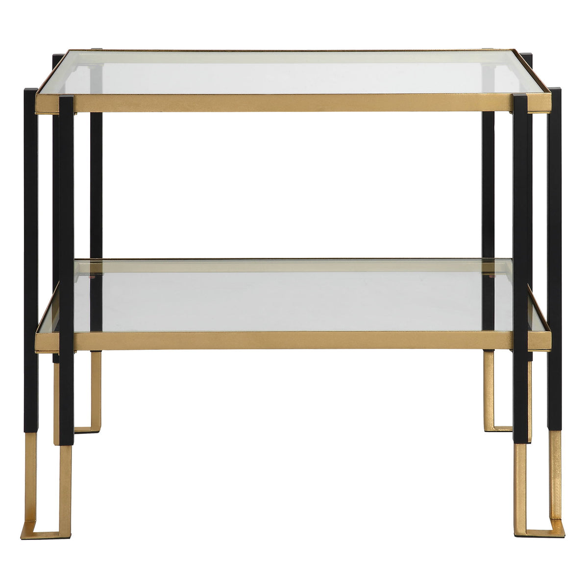 Uttermost Kentmore glass console table with sleek metal frame, modern design, and clear glass top for stylish home decor.