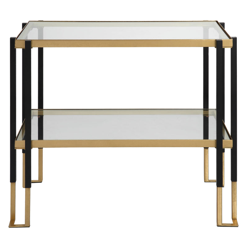 Uttermost Kentmore glass console table with sleek metal frame, modern design, and clear glass top for stylish home decor.