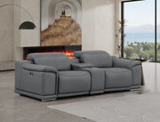 2679 - Genuine Leather Console Loveseat With Dual Power Recliners - R&R Furniture Gallery (Fountain Valley, CA)