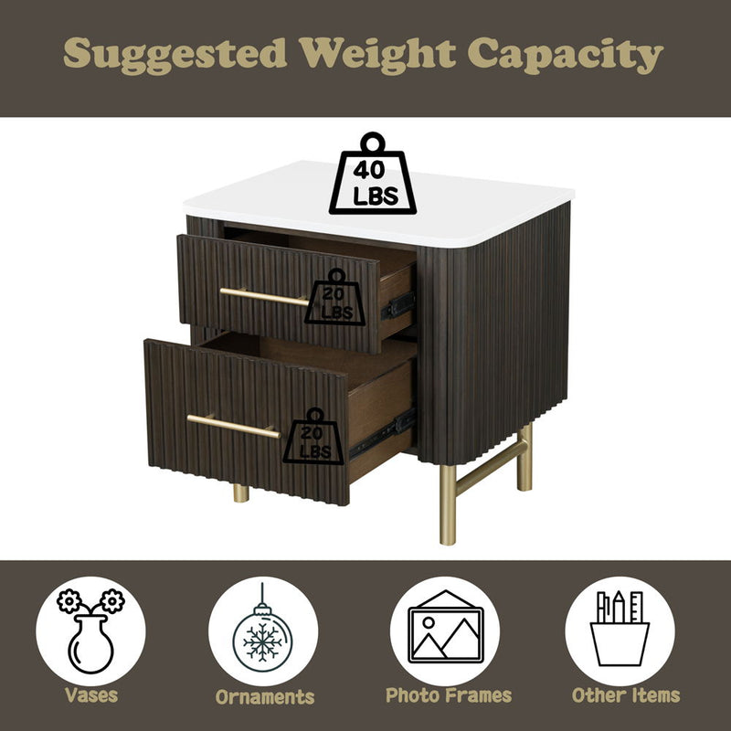 Clayten - Nightstand - Marble Top & Espresso - R&R Furniture Gallery (Fountain Valley, CA)