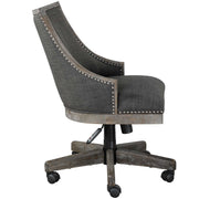 Aidrian Charcoal Desk Chair by Uttermost featuring a modern design with cushioned seat and backrest for comfortable office seating.