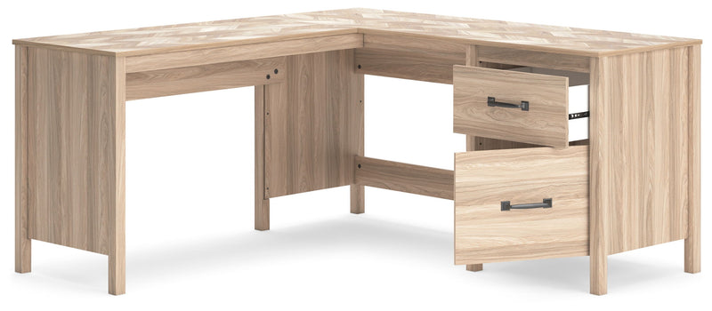 Battelle - 60" Home Office Desk With Return - Tan - R&R Furniture Gallery (Fountain Valley, CA)