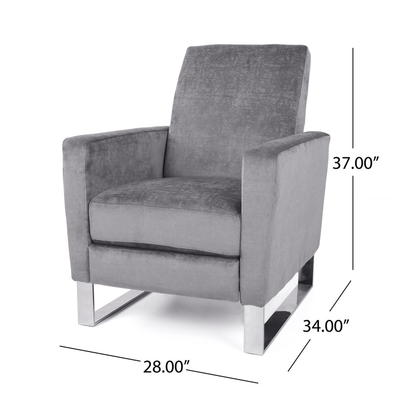 Bolt - Upholstered Recliner Chair With Stainless Steel Base - Gray / Chrome - R&R Furniture Gallery (Fountain Valley, CA)