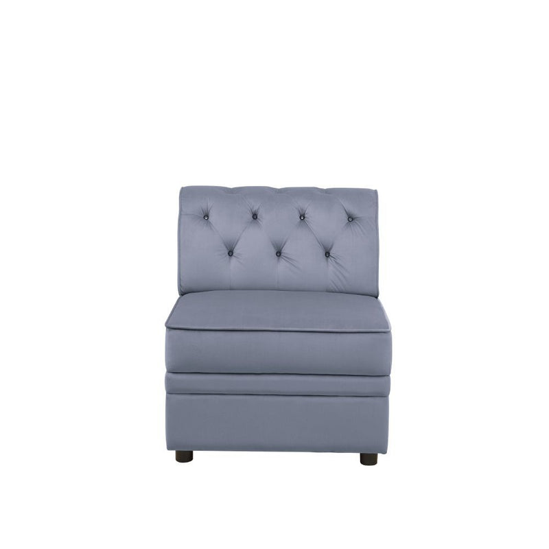 Bois II - Modular Armless Chair - Gray Velvet - R&R Furniture Gallery (Fountain Valley, CA)