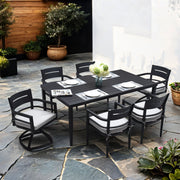 Outdoor Modern Dining Set, Chairs Sunbrella Cushioned And Dining Table With Umbrella Hole - R&R Furniture Gallery (Fountain Valley, CA)
