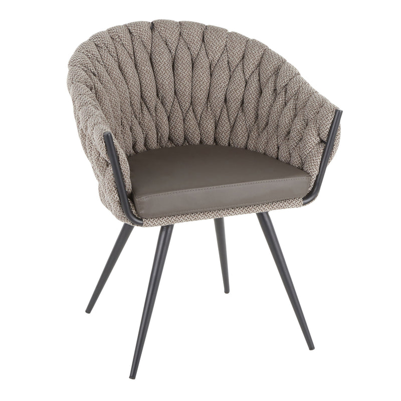 Lumi Source Matisse braided contemporary counter height chair with wooden legs and woven seat, 24-27 inch height, modern design