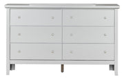 Glory Furniture Primo dresser with multiple drawers in a modern bedroom setting, showcasing durable wood construction and sleek design.