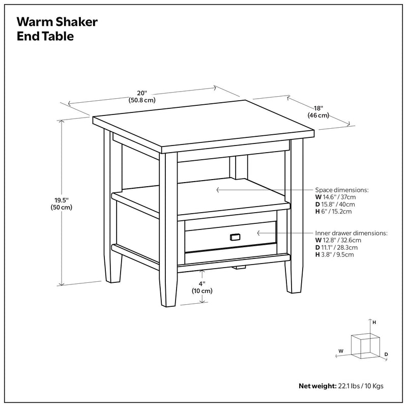Handcrafted Warm Shaker coffee table by Simpli-Home with a smooth wooden finish and sturdy design for living room decor.