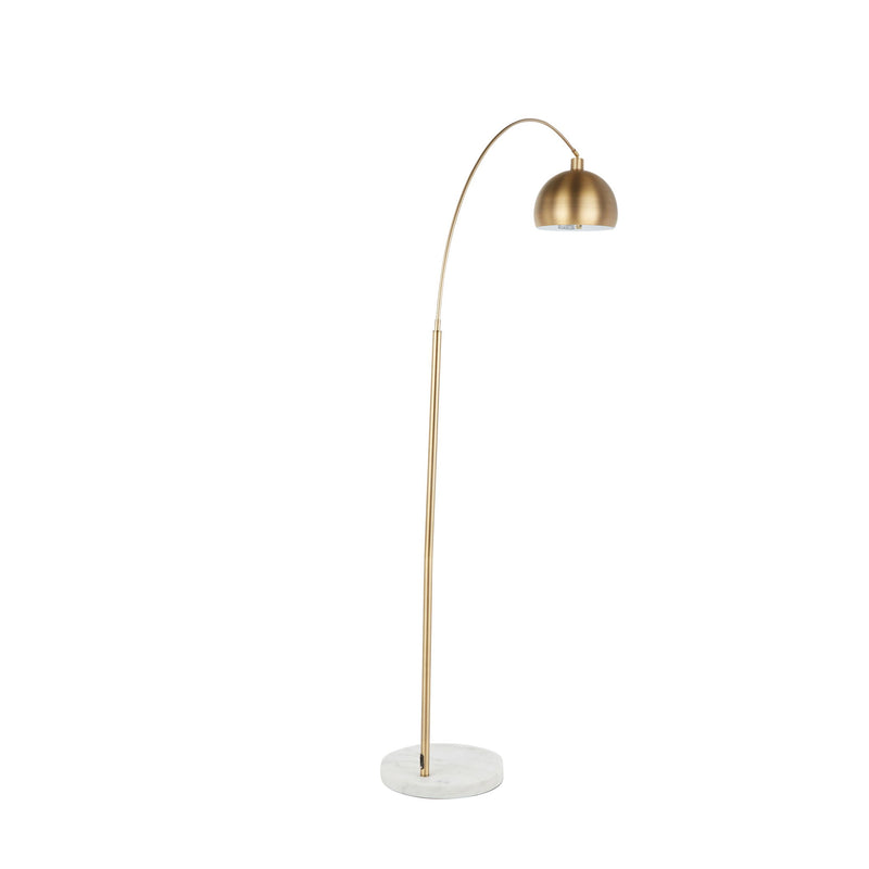 Lumi Source March contemporary floor lamp with sleek design and adjustable arm, standing on a round base in a modern living space.