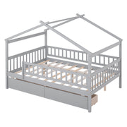 DreamHaus house bed with built-in storage drawers, sturdy wooden frame, and cozy design for children's bedrooms.