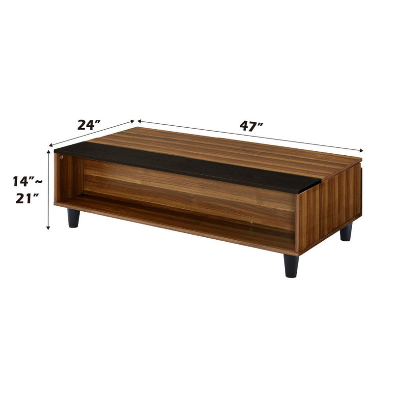 Avala - Coffee Table With Lift Top - Walnut & Black - R&R Furniture Gallery (Fountain Valley, CA)