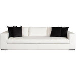 Muse Sofa in Mist White Performance Fabric w/ (4) Black Accent Pillows