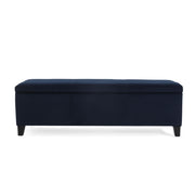 Noble House upholstered storage ottoman bench with cushioned top and wooden legs, versatile piece for living room or bedroom.