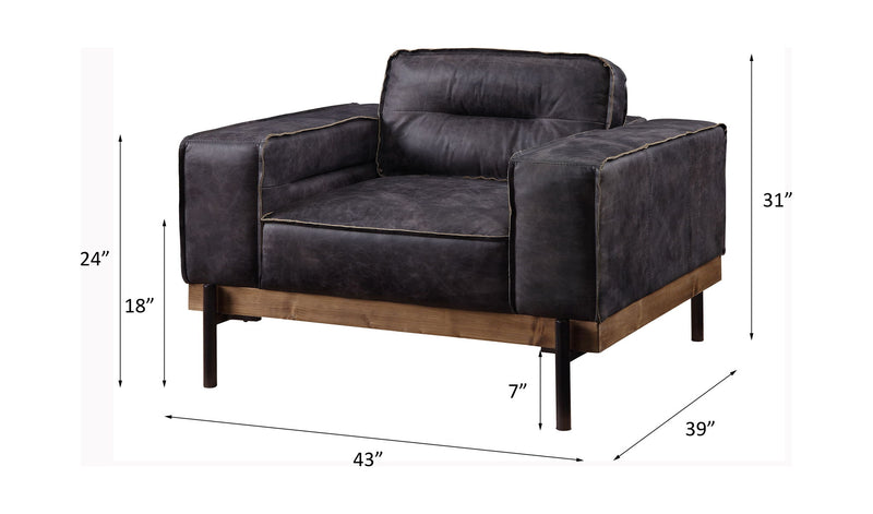 Silchester - Chair - Antique Ebony Top Grain Leather - R&R Furniture Gallery (Fountain Valley, CA)