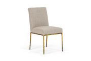 Beasley - Modern Beige Linen + Brass Dining Chair