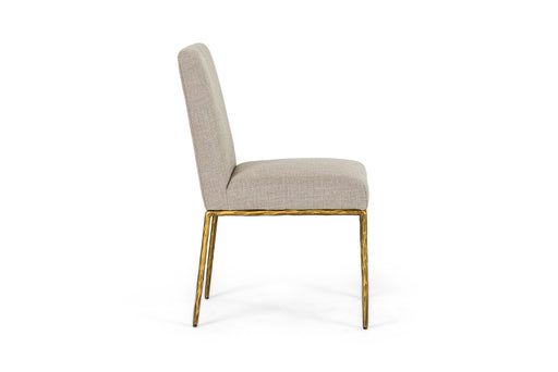 Beasley - Modern Beige Linen + Brass Dining Chair — view 2