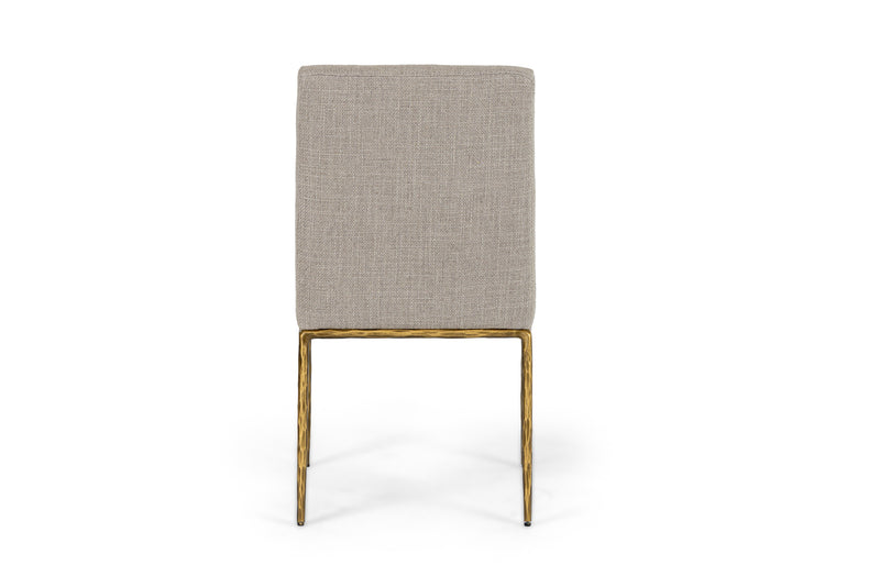 Beasley - Modern Beige Linen + Brass Dining Chair — view 3