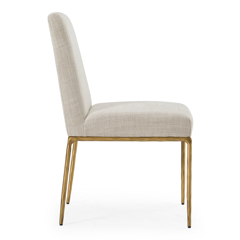 Beasley - Modern Off-White Linen + Brass Dining Chair — view 2