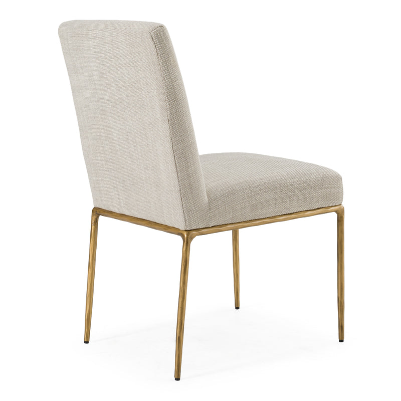 Beasley - Modern Off-White Linen + Brass Dining Chair — view 3