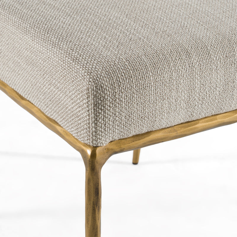 Beasley - Modern Off-White Linen + Brass Dining Chair — view 5