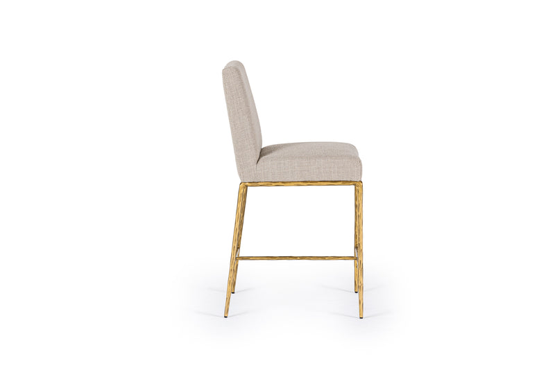 Beasley - Modern Beige Linen + Brass Counter Chair — view 2