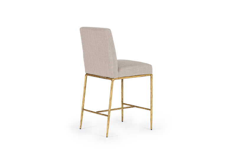 Beasley - Modern Beige Linen + Brass Counter Chair — view 3