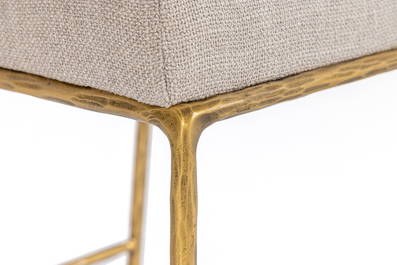 Beasley - Modern Beige Linen + Brass Counter Chair — view 5