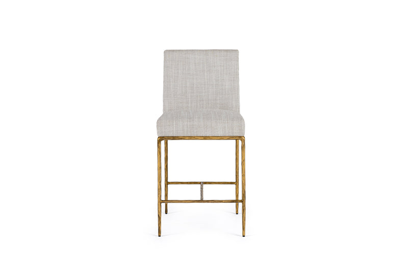 Beasley - Modern Off-White Linen + Brass Counter Chair