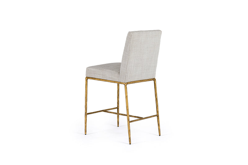 Beasley - Modern Off-White Linen + Brass Counter Chair — view 3