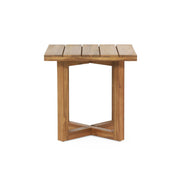 Noble House Ella square side table with cross stretcher base, modern design, wooden top and metal legs for living room decor.
