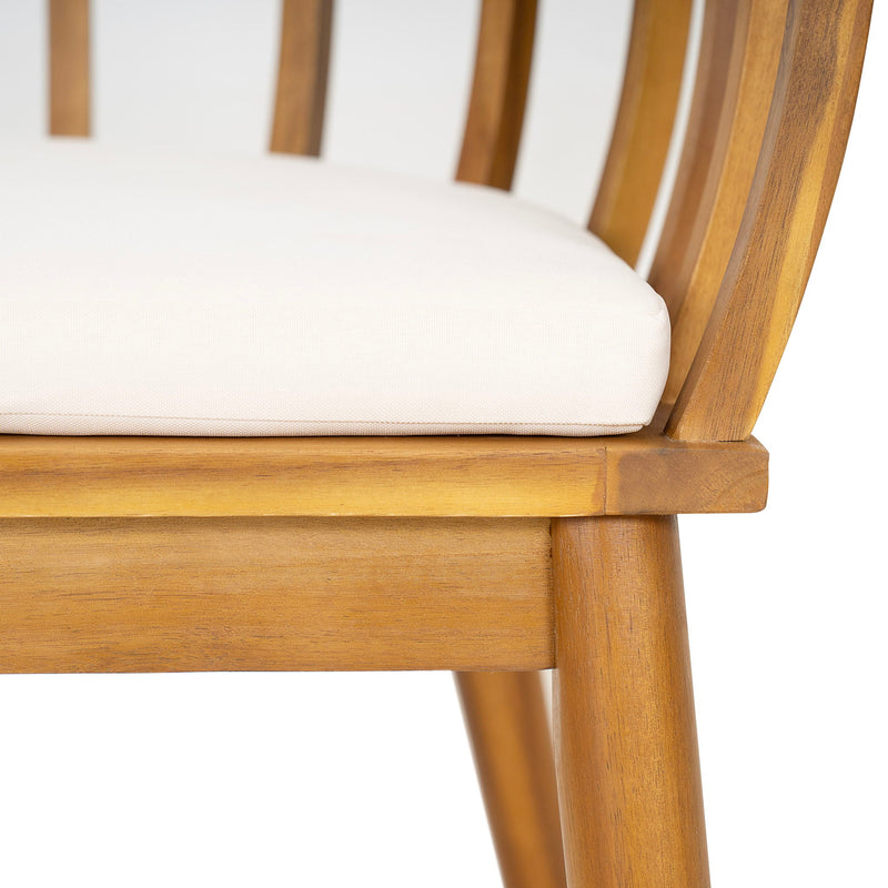 Klismos - Dining Armchair (Set of 2) - Teak / Beige - R&R Furniture Gallery (Fountain Valley, CA)