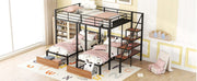 Full Over Twin-Twin Triple Bunk Bed With Drawers And Staircase - Black - R&R Furniture Gallery (Fountain Valley, CA)