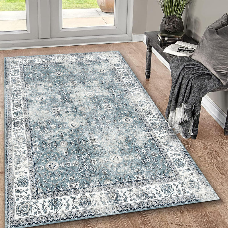 Toucan - 5' X 7' Washable Non - Slip Area Rug, Elegant Design - Silver - R&R Furniture Gallery (Fountain Valley, CA)