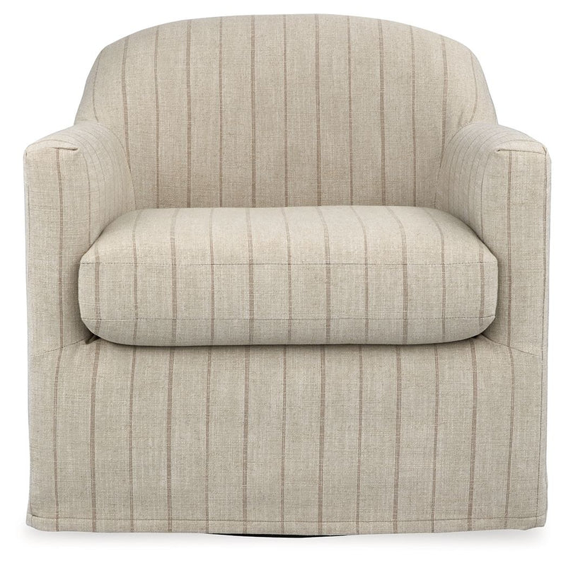 Valwick - Swivel Accent Chair - Cream / Brown - R&R Furniture Gallery (Fountain Valley, CA)