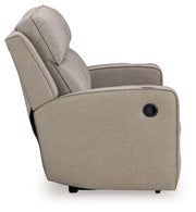 Lavenhorne - Rec Sofa W/Drop Down Table - Pebble - R&R Furniture Gallery (Fountain Valley, CA)