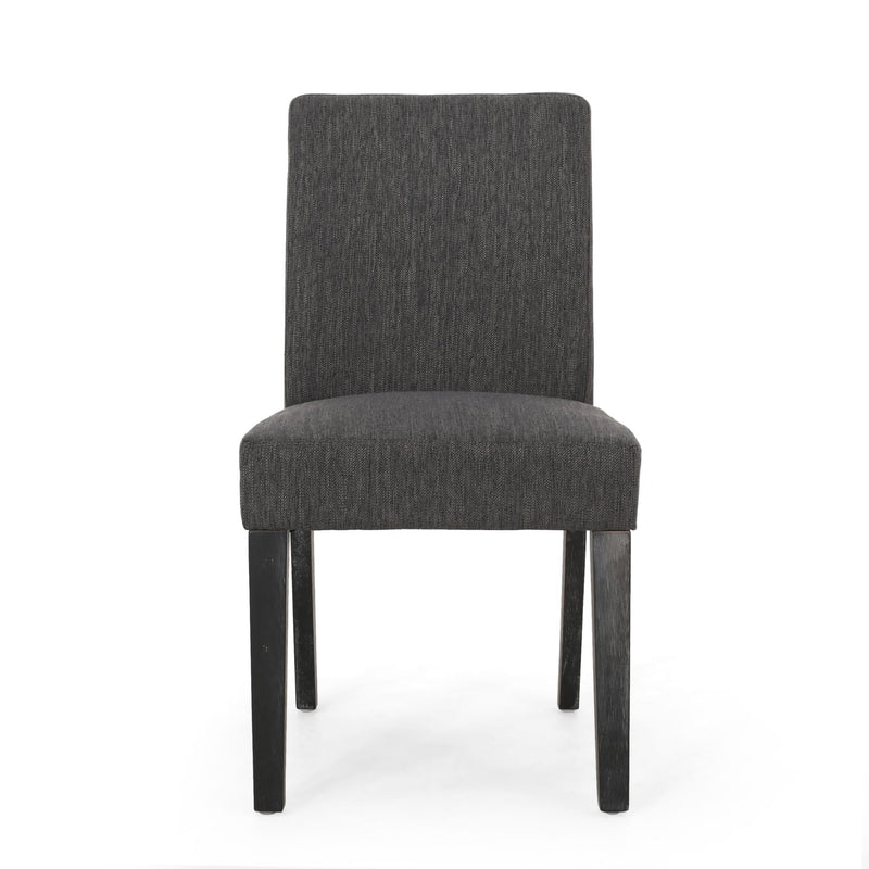 Contemporary Noble House dining chair set featuring upholstered seating and tapered wooden legs for modern elegance.