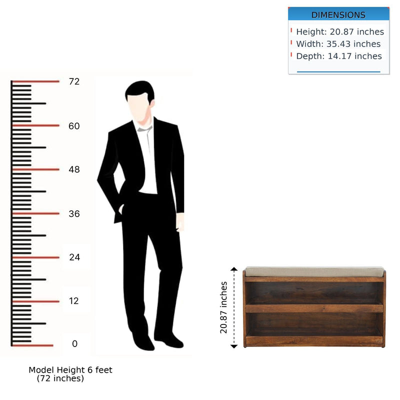 Pull Out Shoe Bench - Chestnut / Mud Linen - R&R Furniture Gallery (Fountain Valley, CA)