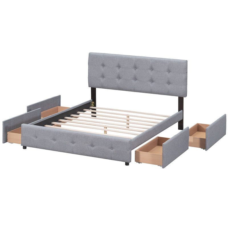 Upholstered Platform Bed With Classic Headboard And Drawers, No Box Spring Needed - R&R Furniture Gallery (Fountain Valley, CA)