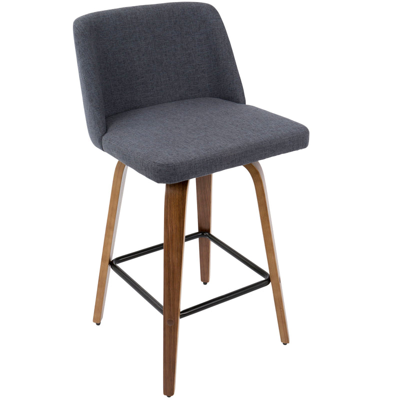 Toriano - Mid Century Modern Fixed Height Counter Stool & Square Footrest (Set of 2) - R&R Furniture Gallery (Fountain Valley, CA)