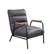Nignu - Accent Chair - Gray Top Grain Leather & Matt Iron - R&R Furniture Gallery (Fountain Valley, CA)