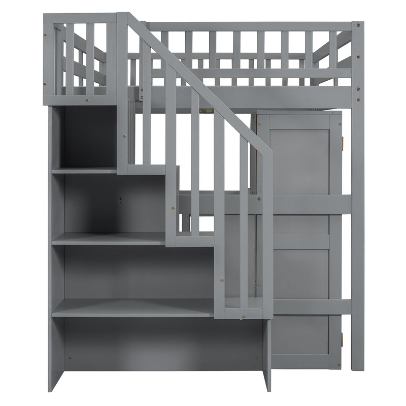 Loft Bed With Stairs, Bookshelf, Drawers, Desk & Wardrobe, Space Saving Multifunctional Furniture - R&R Furniture Gallery (Fountain Valley, CA)