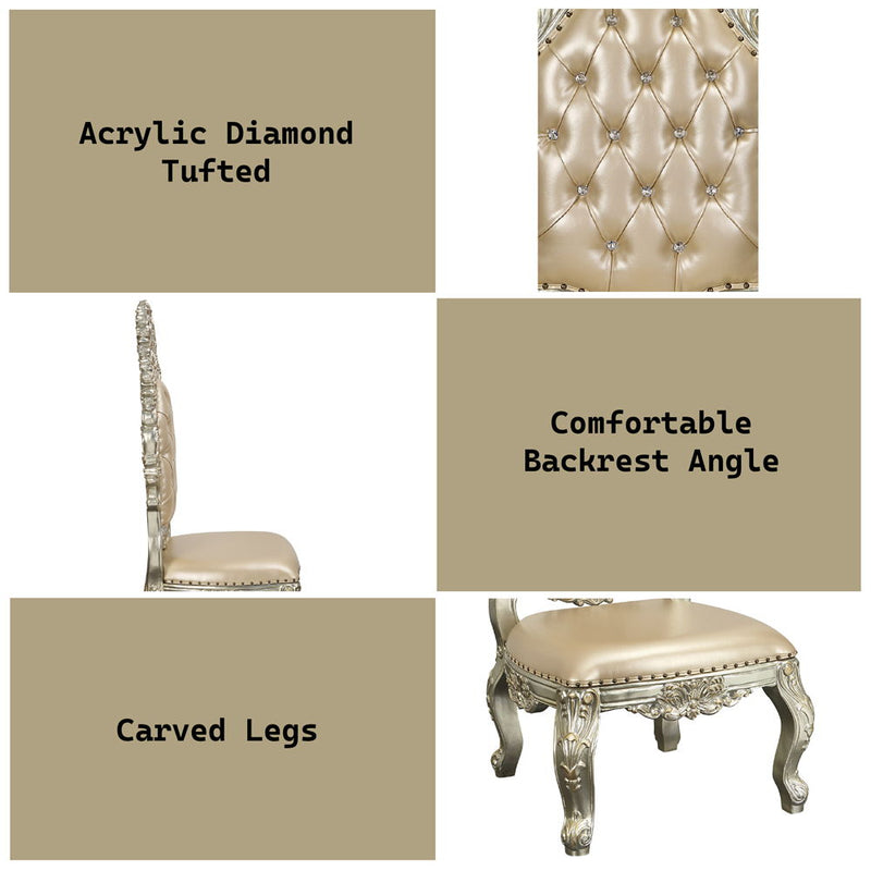 Sorina - Side Chair (Set of 2) - Synthetic Leather & Antique Gold - R&R Furniture Gallery (Fountain Valley, CA)