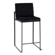 Lumi Source Fuji modern high back counter stool set with sleek design and contemporary style, featuring wooden legs and upholstered seats.