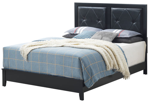 Upholstered padded headboard bed by Glory Furniture with plush fabric and tufted design for a stylish bedroom centerpiece.
