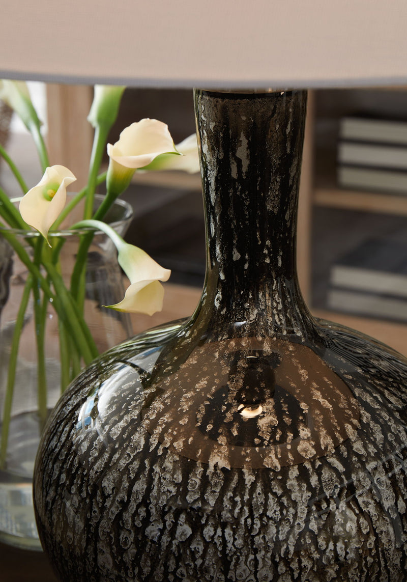 Tenslow - Glass Table Lamp - Antique Black - R&R Furniture Gallery (Fountain Valley, CA)
