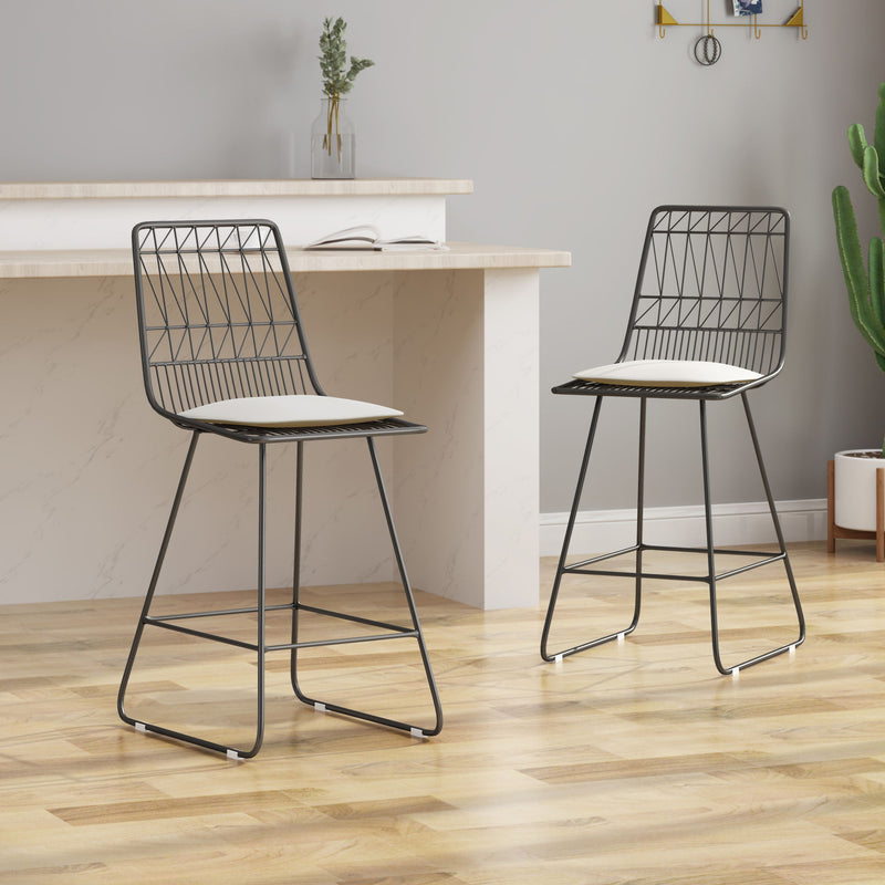 Yearning - Iron Counter Stool With Water Resistant Cushion - R&R Furniture Gallery (Fountain Valley, CA)