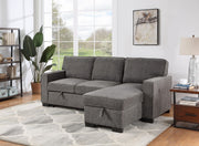 Estelle - Fabric Reversible Sleeper Sectional With Storage Chaise Drop-Down Table 2 Cup Holders And 2 USB Ports - R&R Furniture Gallery (Fountain Valley, CA)