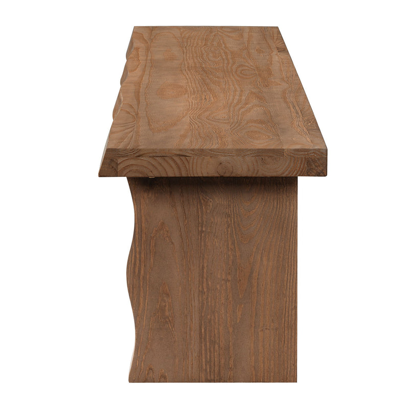 Indoor pine dining bench for 3 people, crafted by Noble House, with a sturdy wooden design and smooth finish.
